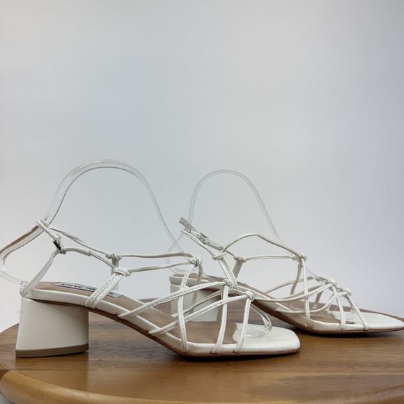 Steve Madden Shoes - New Womens Steve‎ Madden Sydnee Strappy Pull On White Heeled Sandals Size 6 M